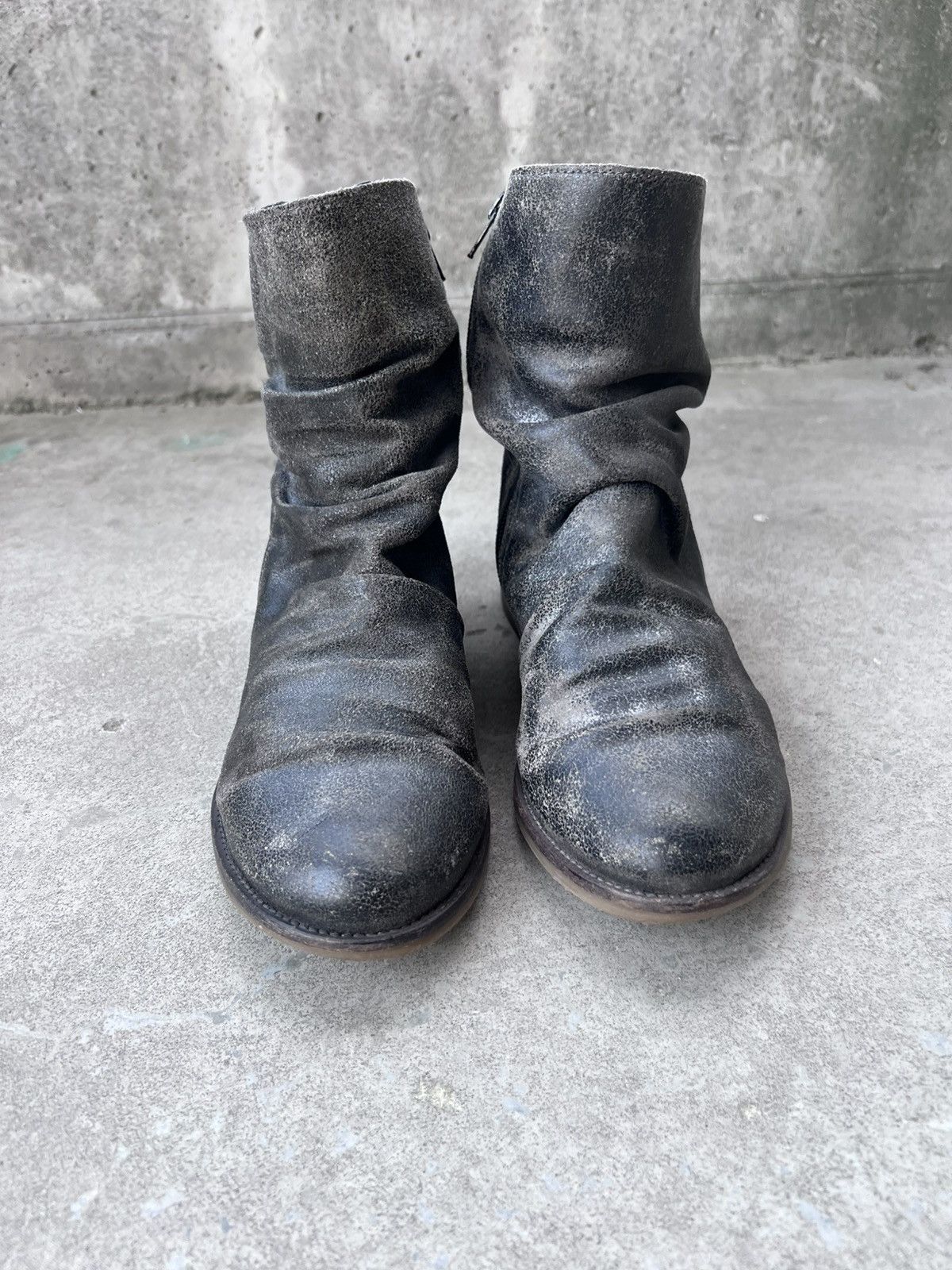 Japanese Brand Faded Ruched Leather A.S.98 Guidi Style Boots Size US 8 / IT 38 - 2 Thumbnail