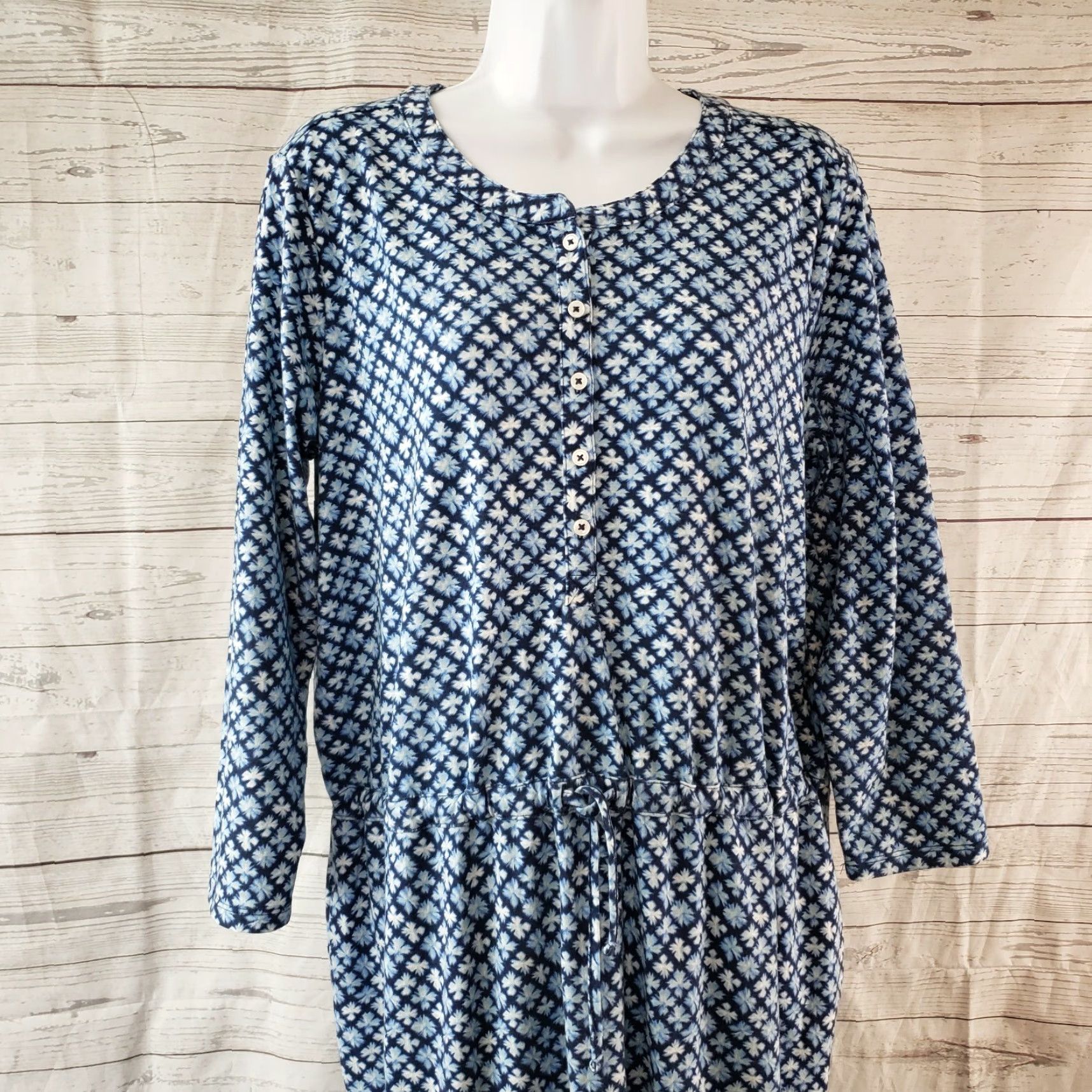 Lands' End Lands End Womens Dress Midi Floral Long Sleeve Blue New title? Size M / US 6-8 / IT 42-44 - 2 Thumbnail