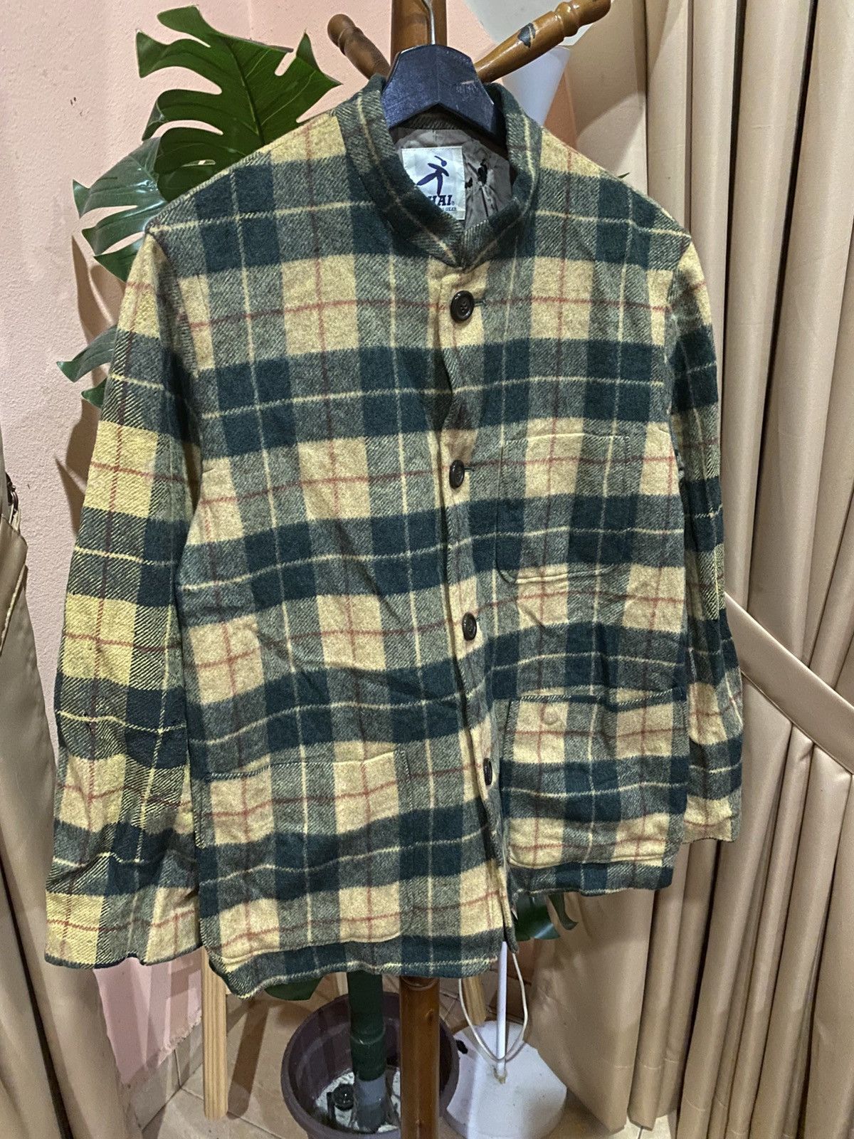 Hai Sporting Gear Vintage HAI by Issey Miyake Plaid Wool-Blend Jacket Size US M / EU 48-50 / 2 - 5 Thumbnail