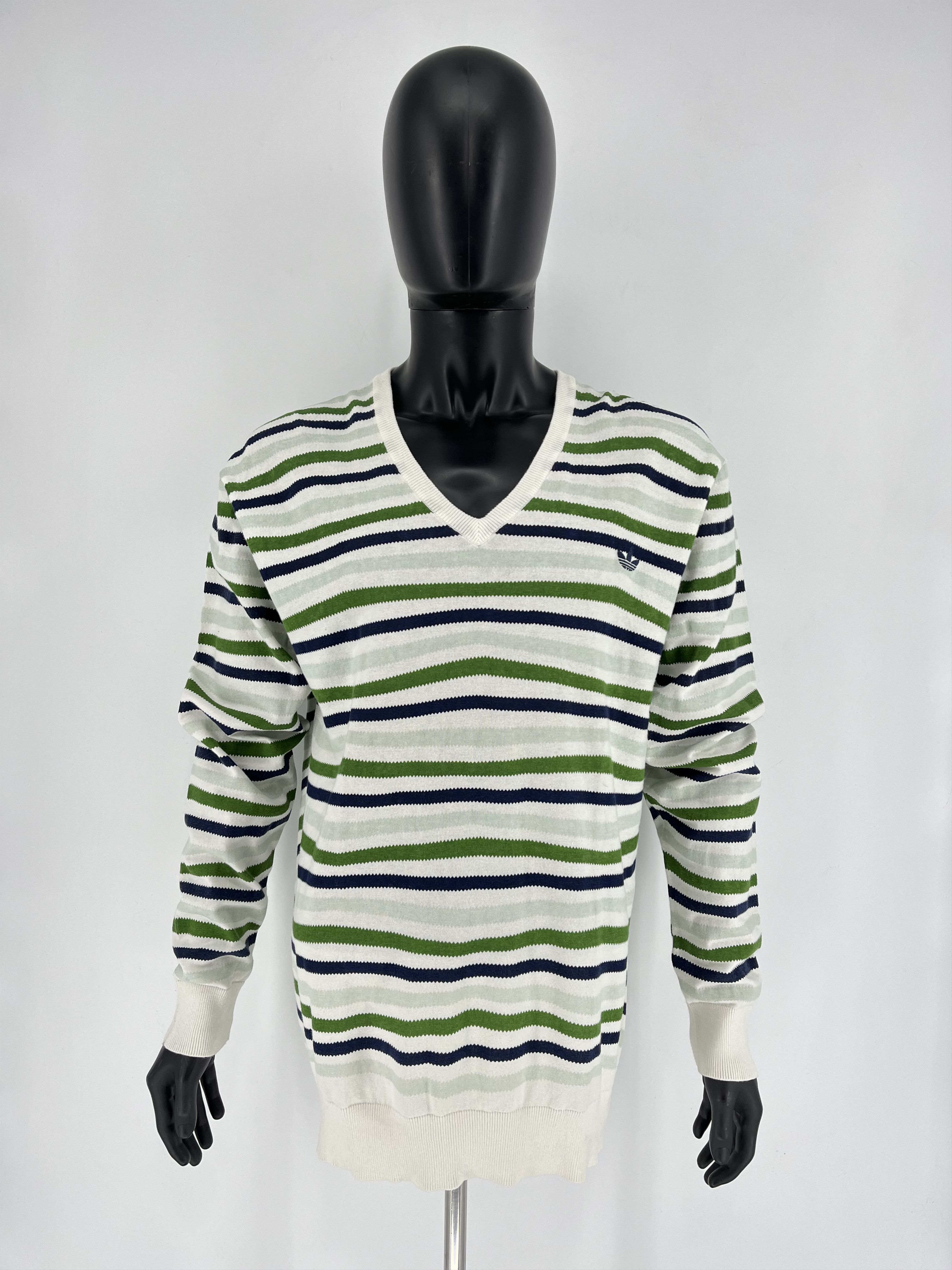 Adidas Vintage Y2K Adidas Streetwear Style Striped V-neck Sweater Size US XL / EU 56 / 4 - 2 Thumbnail