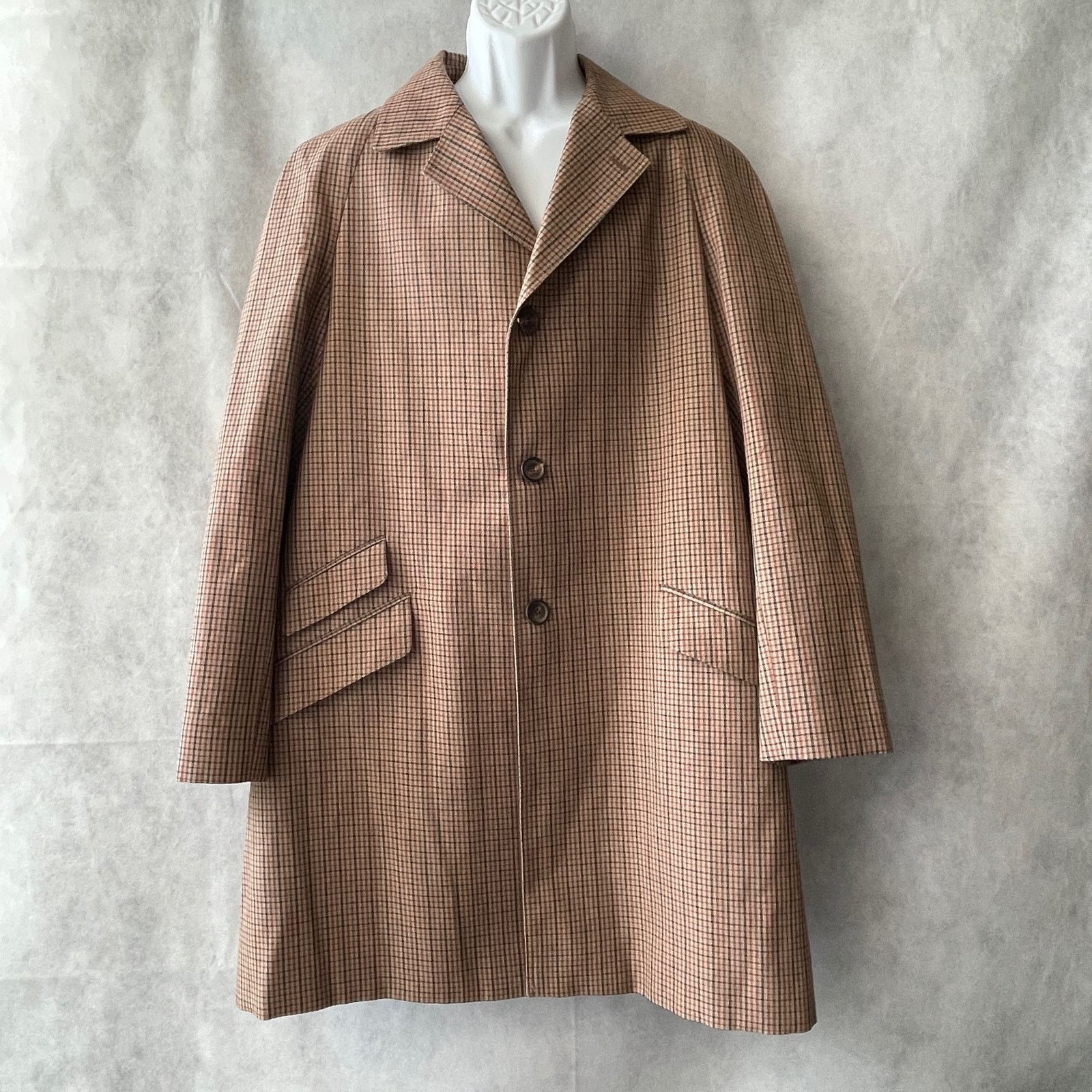 NEWYORKINDUSTRIE New York Industrie Plaid Wool Rain Topcoat Sz IT 50 US 40 Size US M / EU 48-50 / 2 - 1 Thumbnail