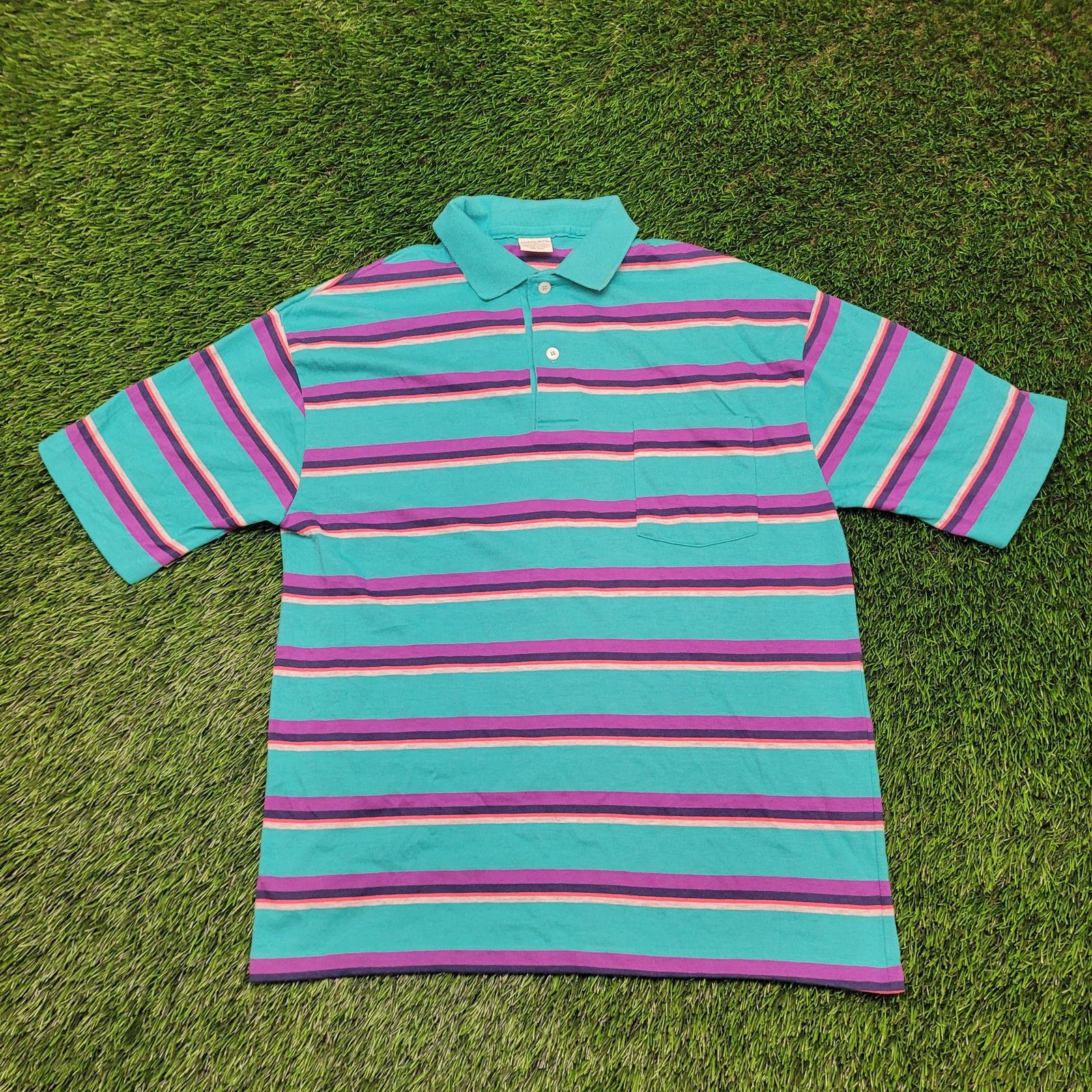 Vintage VTG 80s Andhurst Striped Polo Shirt M USA Skater Vaporwave Size US M / EU 48-50 / 2 - 1 Thumbnail