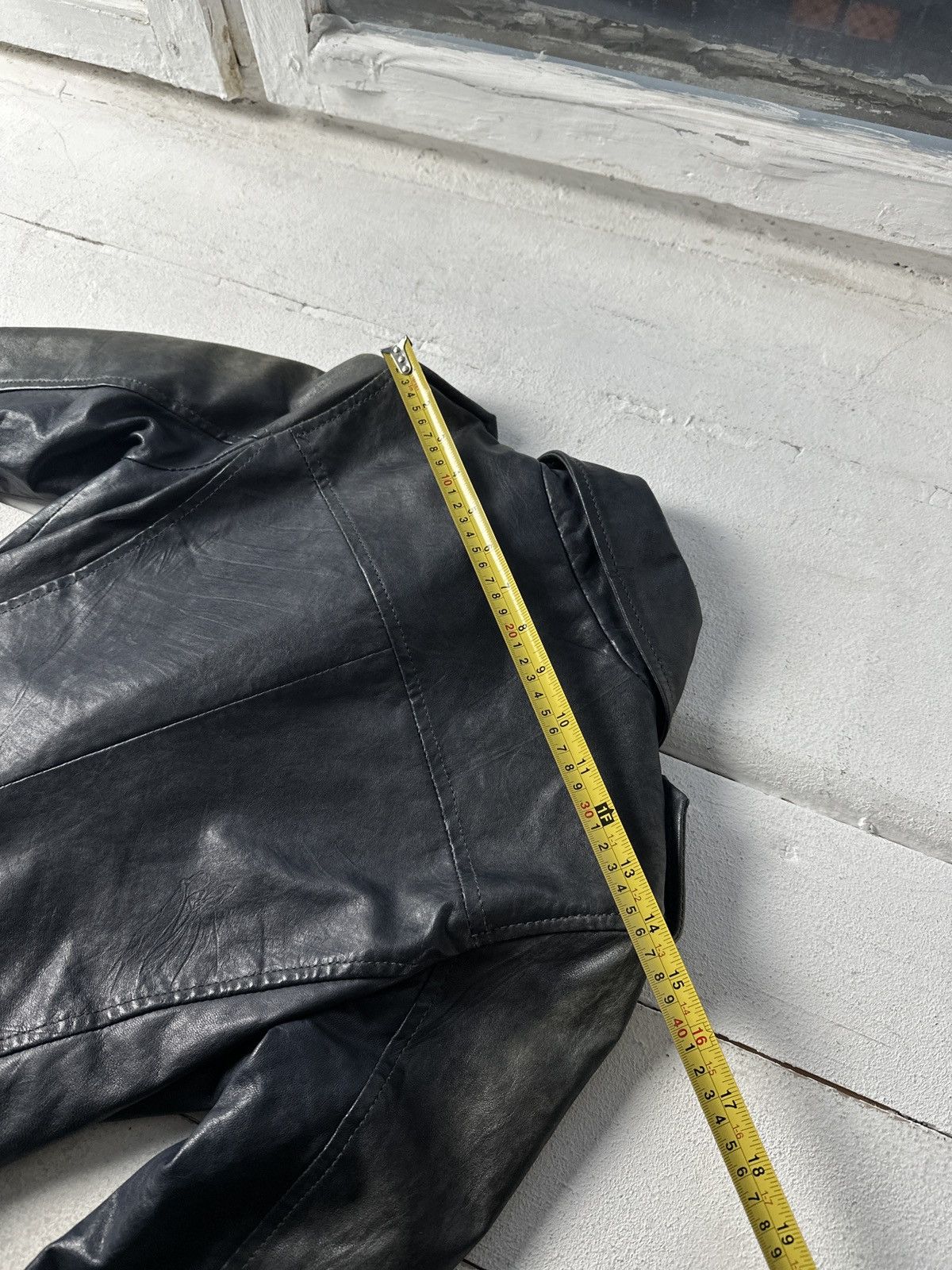 Other 🚨Y2K RICK OWENS TYPE DIRTY SLIM FIT ZIP LEATHER JACKET Size S / US 4 / IT 40 - 16 Thumbnail