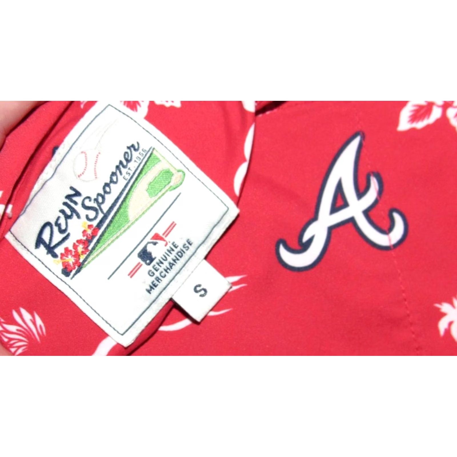 Reyn Spooner REYN SPOONER Atlanta Braves Short Sleeve Button Down Shirt Small Size US S / EU 44-46 / 1 - 3 Thumbnail