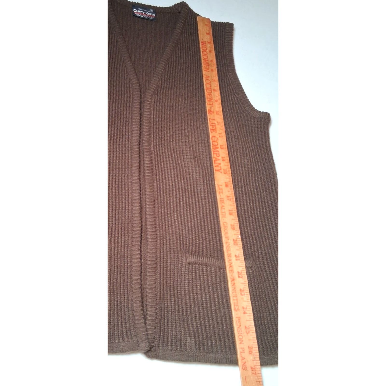 Vintage VINTAGE Curry Knits Sweater Vest Shirt Women M Brown Open Front Ribbed Knit Vest 80s Classic Brown Open front Women M Size M / US 6-8 / IT 42-44 - 3 Thumbnail