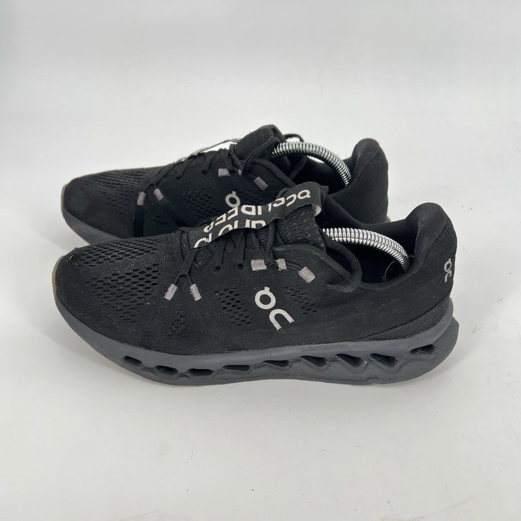 Vintage On Cloud Sneakers Women 10 Black Cloudtecphase Cozy Cushioned Foam Low Top Lace Up Running Walking Cross Training Athleisure Logo Size US 10 / IT 40 - 2 Thumbnail