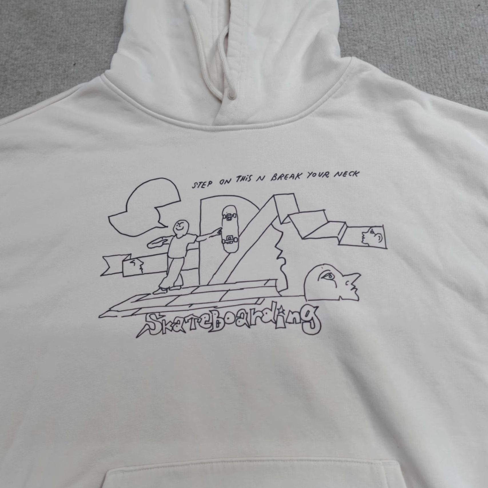 Adidas VINTAGE adidas Sweatshirt XL Beige Double Sided Hoodie Pacho Macho Skateboarding Men Mens Winter Pullover USA Graphic Print Cotton Blend Size US XL / EU 56 / 4 - 2 Thumbnail