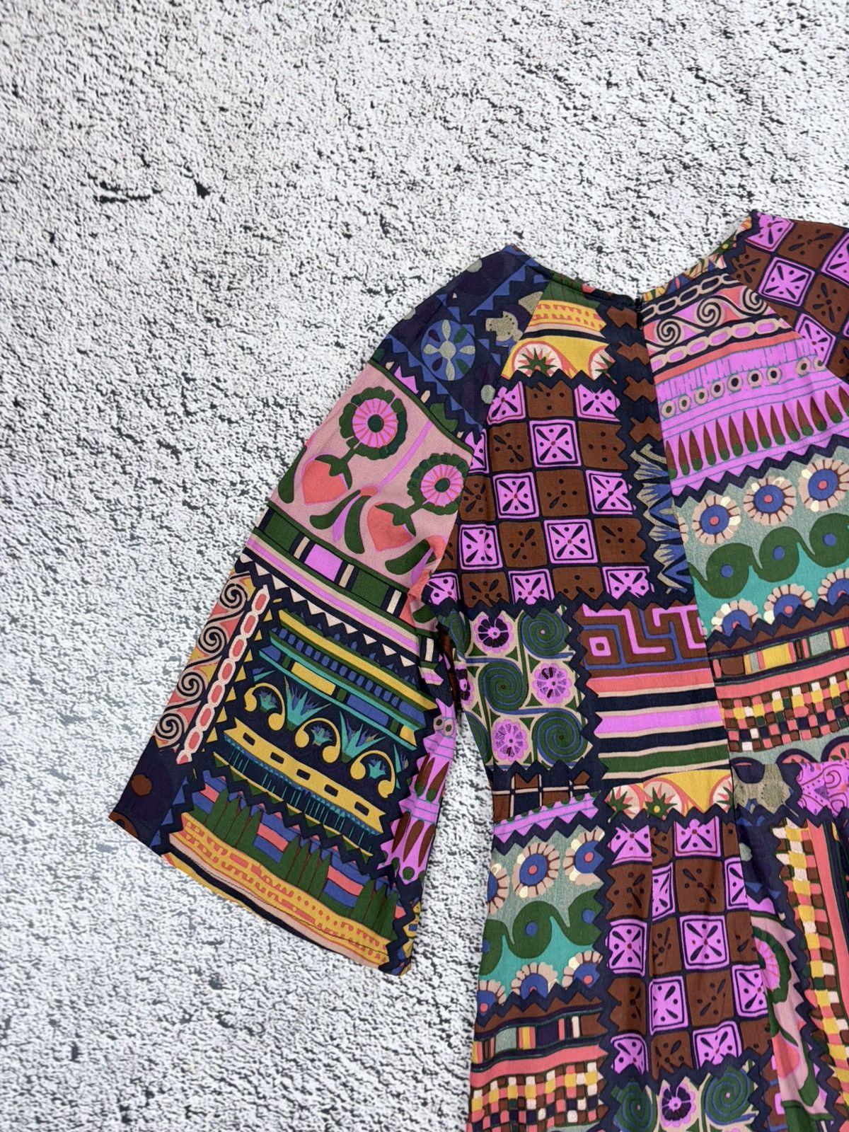 Jean Paul Gaultier NWT Desigual Boho Patchwork Style Bell Sleeve Mini Dress Size S / US 4 / IT 40 - 12 Thumbnail