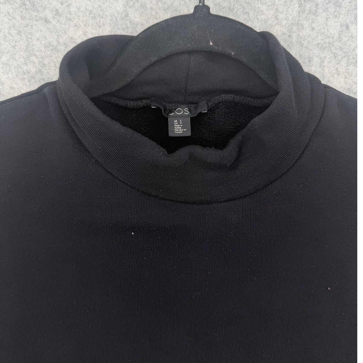 Cos COS Layered Soft Cotton Silk Black Mock Neck Sweatshirt Size S / US 4 / IT 40 - 2 Thumbnail