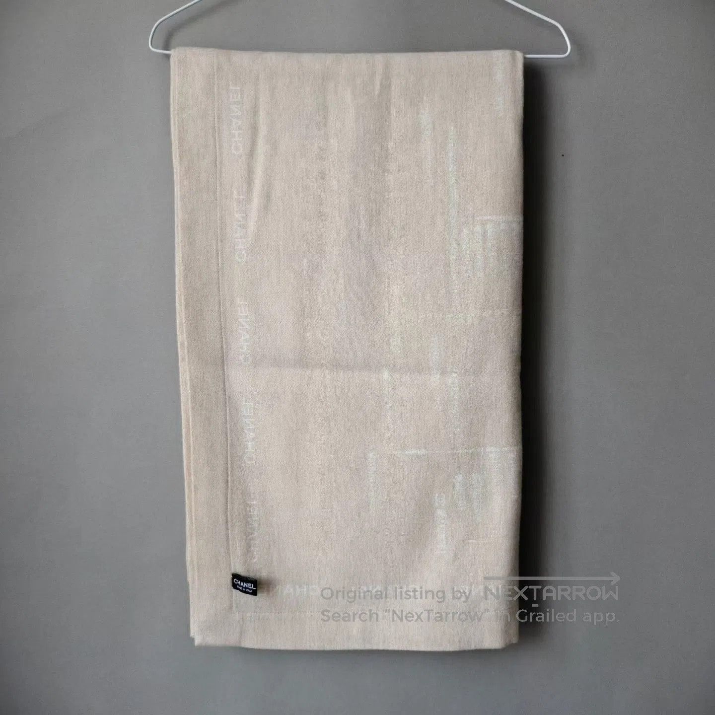 Chanel Chanel Beige Coco Graffiti Wool Blanket Wrap / Shawl| Size ONE SIZE - 4 Thumbnail