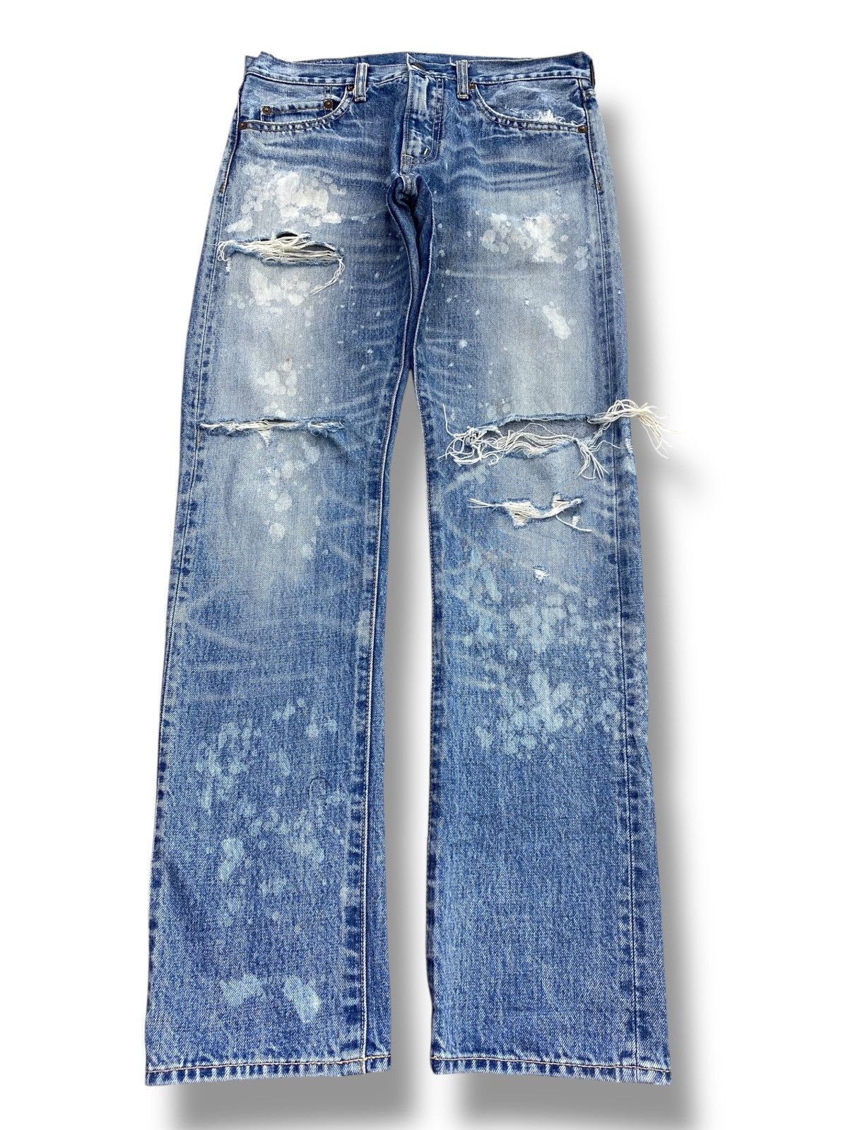 Japanese Brand Japanese Brand Sweat & Bloods Blue Wash Distress Style Jeans Size US 30 / EU 46 - 1 Thumbnail