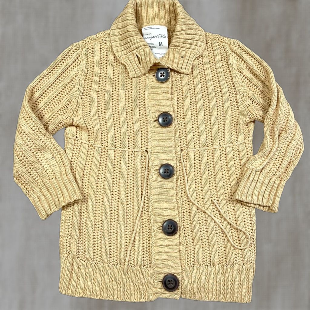 American Eagle Outfitters VINTAGE American Eagle Outfitters Cardigan Sweater Women M Beige Cotton Ramie Chunky-Knit 3/4 Sleeve Turtleneck All Seasons Casual Workwear Womens Size M / US 6-8 / IT 42-44 - 1 Thumbnail