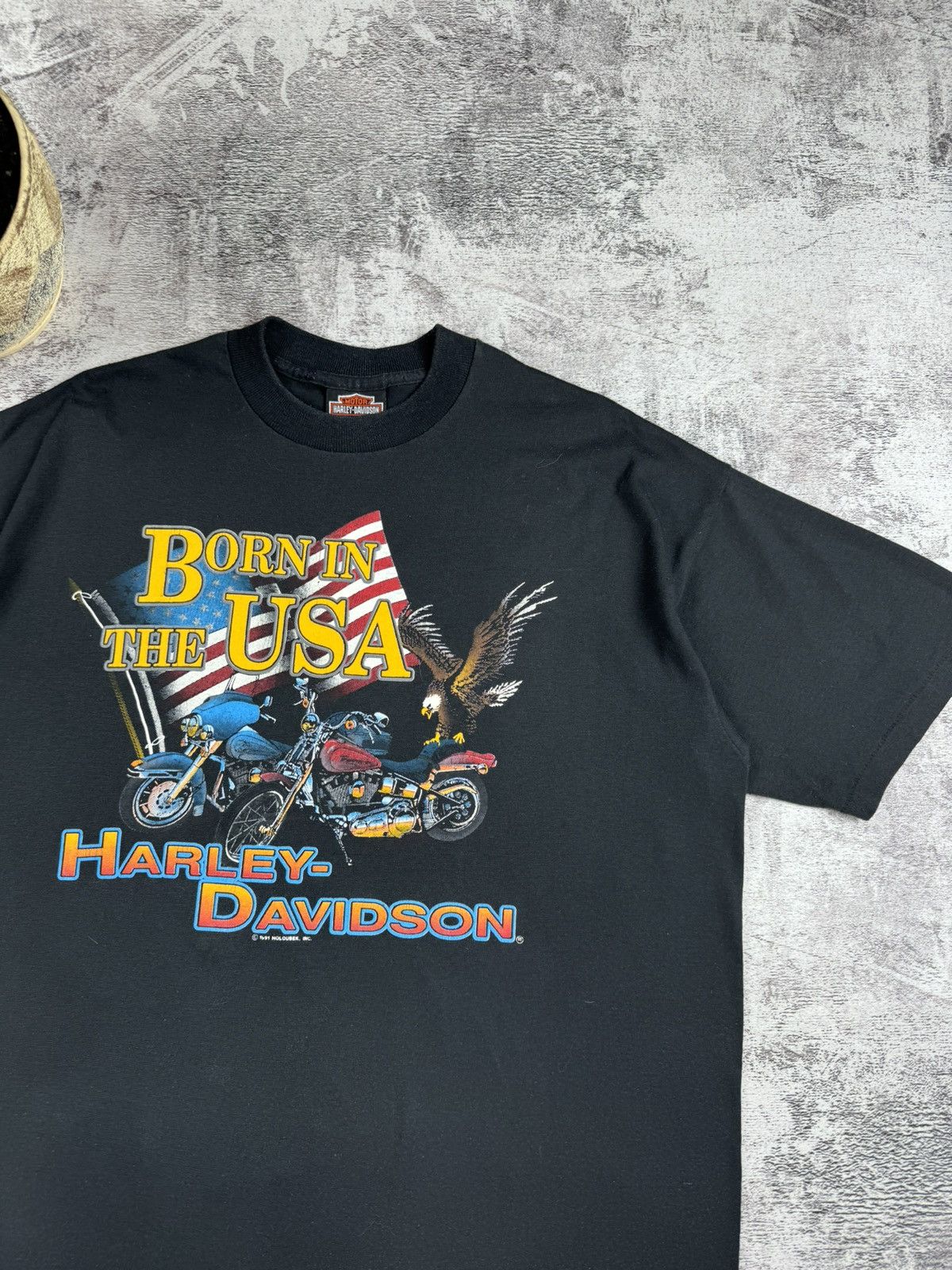 Harley Davidson 1991 Harley Davidson Holoubek Born in the USA Eagle T Shirt Size US XL / EU 56 / 4 - 5 Thumbnail