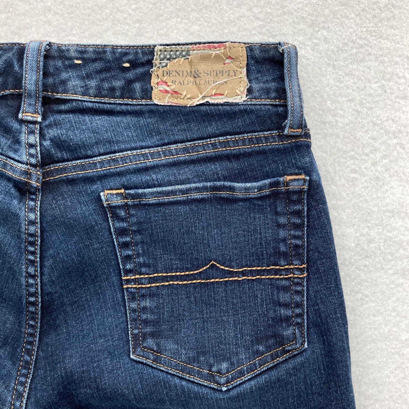 Vintage Denim & Supply Ralph Lauren Jeans Womens Skinny 26x30 Blue Dark Wash Stretch Denim Slim Mid Rise Zip 5-Pocket Size 26" / US 2 / IT 38 - 2 Thumbnail