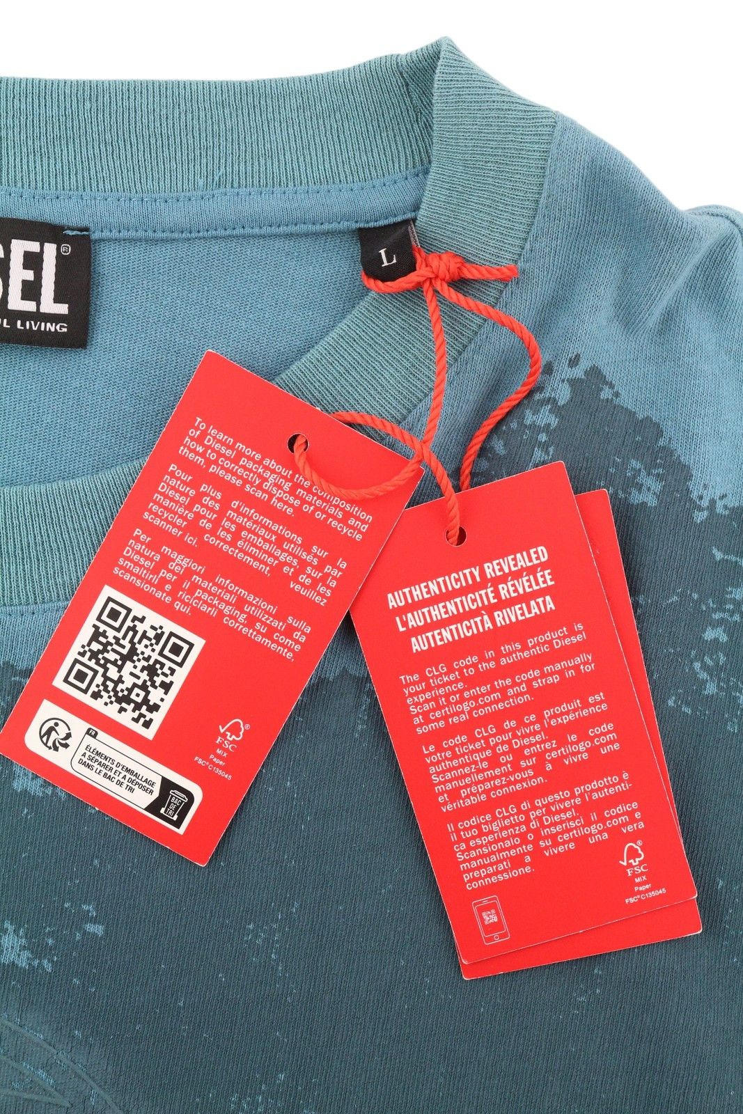 Diesel T-WASH-E1 L Blue Crew Collar Tricot T-Shirt 85115 Size US L / EU 52-54 / 3 - 5 Thumbnail