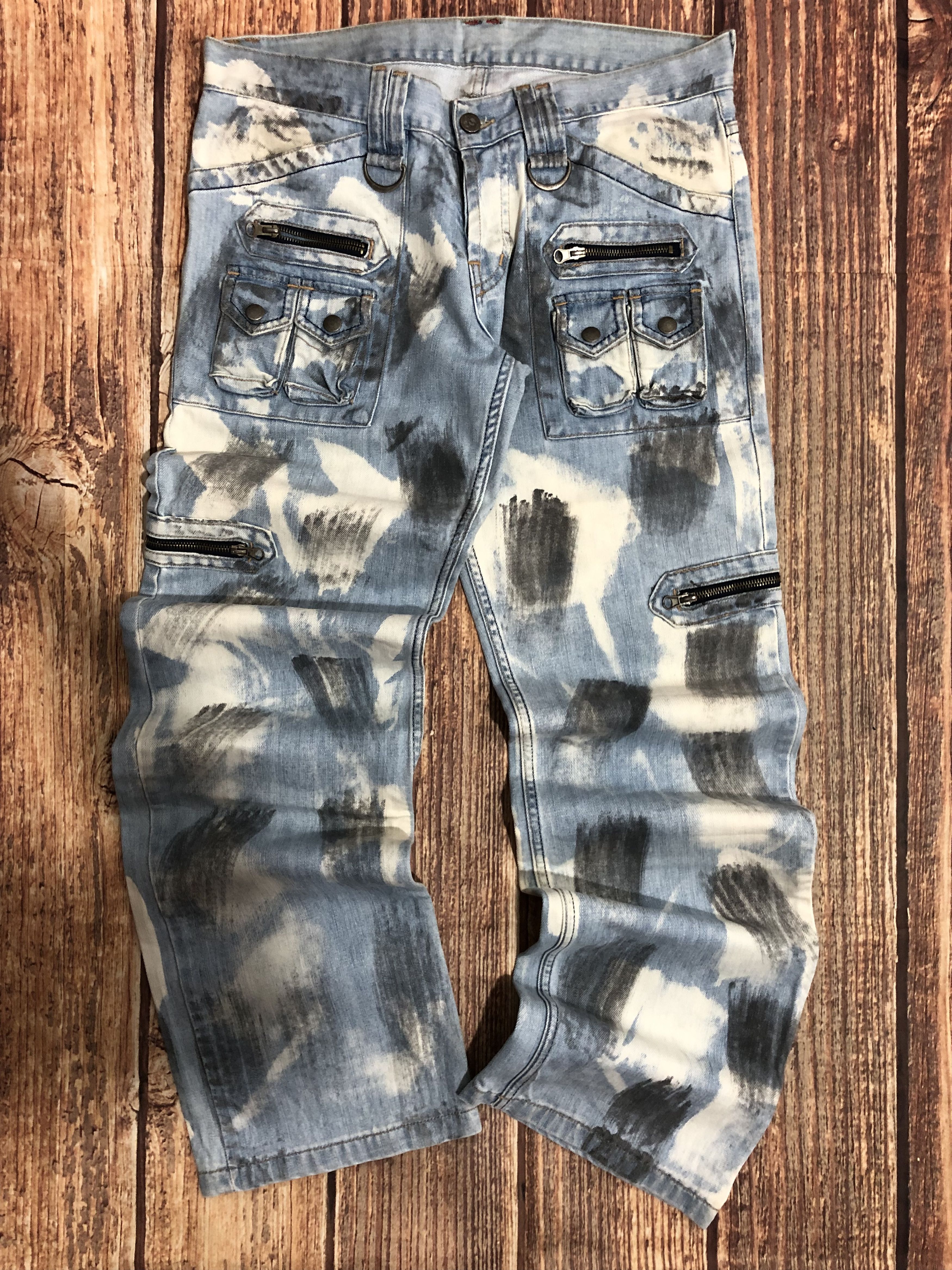 image of Ed Hardy x Jnco Crazy Jnco Edhardy Style Cyber Dragon Wings Baggy Jeans 206 in Blue, Men's (Size 34