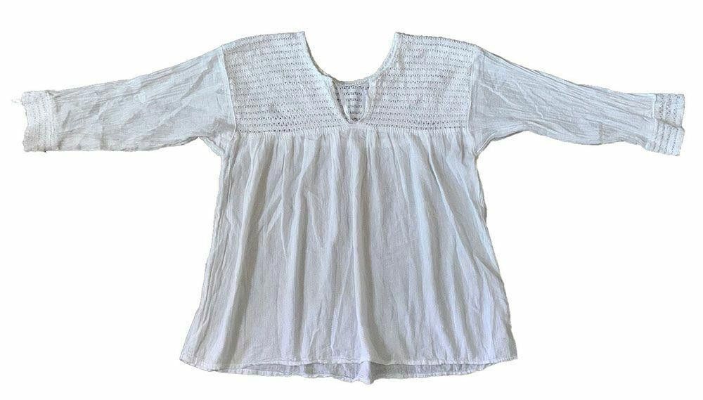 Designer Pre Owned White Hand Made Blouse M Size M / US 6-8 / IT 42-44 - 2 Thumbnail