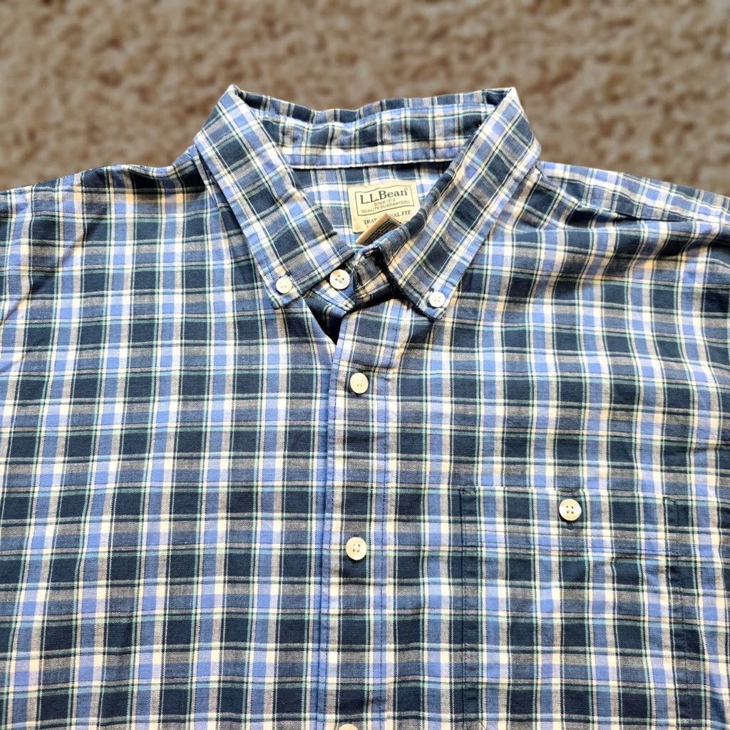 Vintage LL Bean Shirt Mens XL Tall Blue Plaid Button-Up Long Sleeve Casual Outdoors Size US XL / EU 56 / 4 - 1 Thumbnail