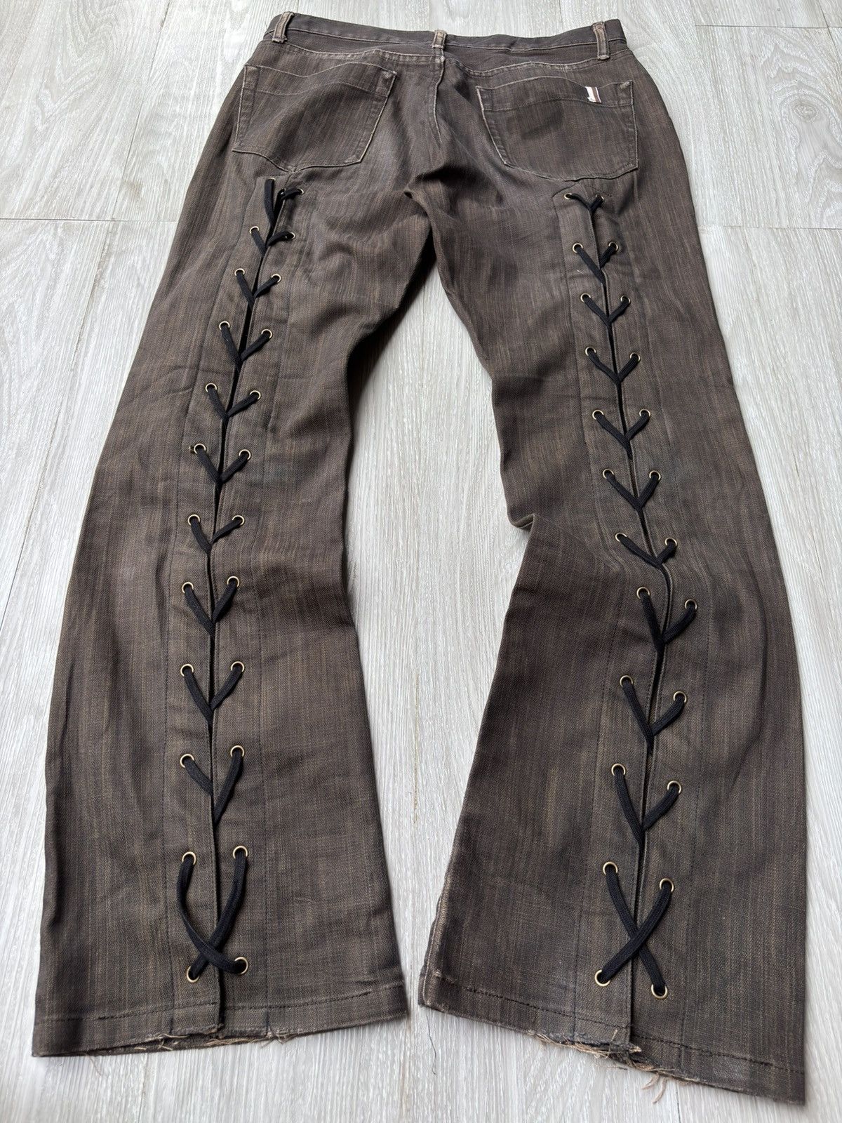 Japanese Brand MENS MELROSE lace up flare jeans Size US 30 / EU 46 - 3 Thumbnail