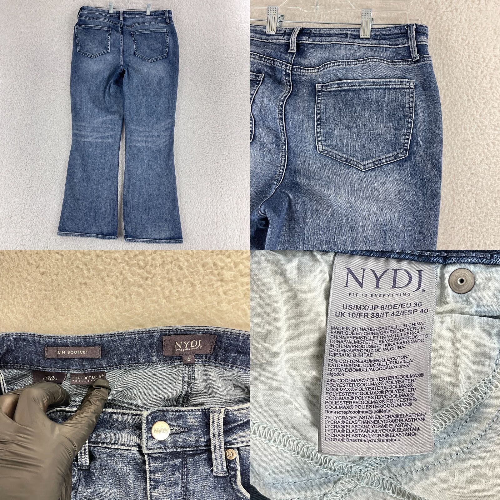 NYDJ NYDJ Slim Bootcut Jeans Womens Size 6 Blue Denim Mid-Rise Casual Regular 5-Pocket Stretch Size 28" / US 6 / IT 42 - 9 Thumbnail