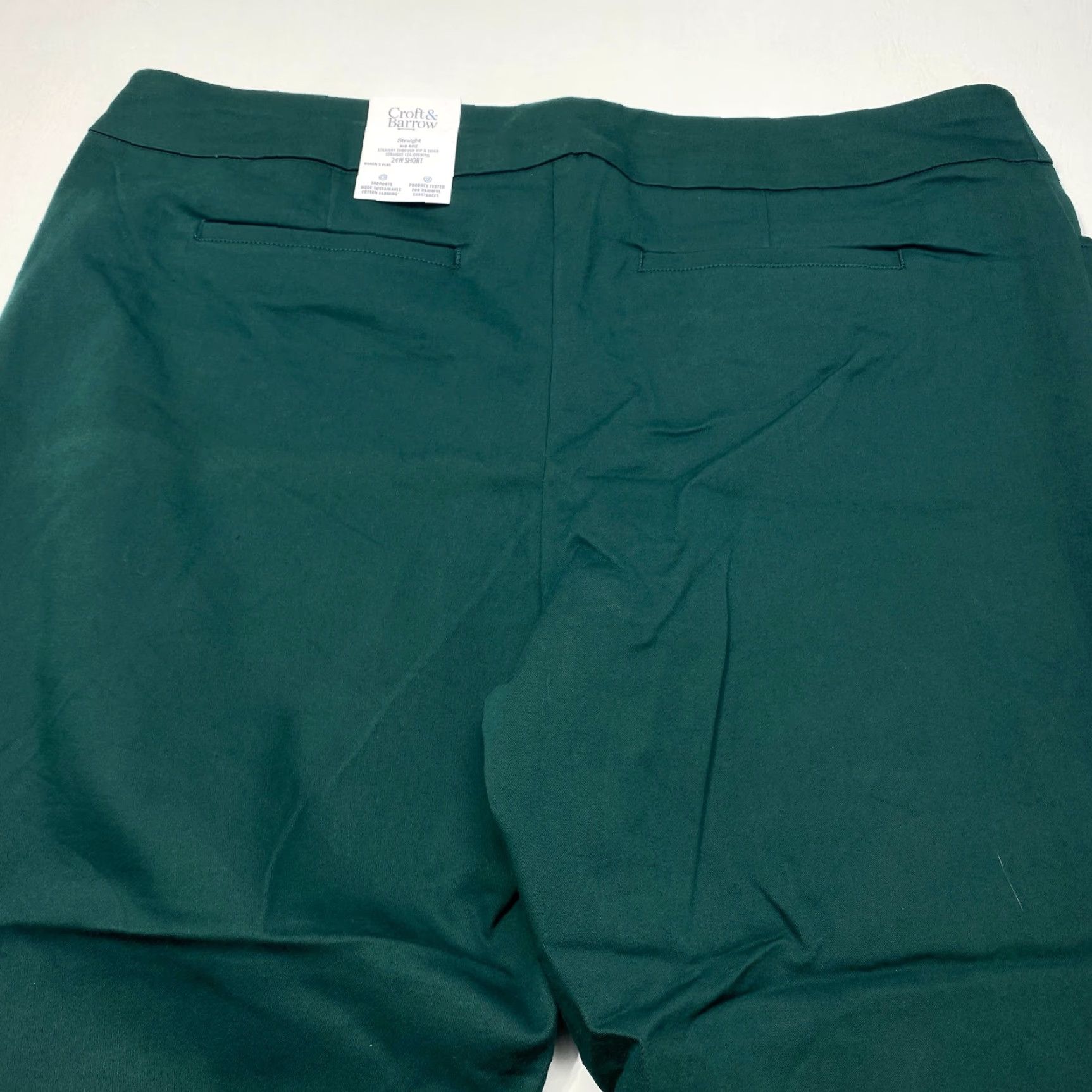 Croft & Barrow NWT Croft & Barrow Effortless Stretch Pants Womens 24W Short Green Straight Leg Size 42" / US 20 - 7 Thumbnail