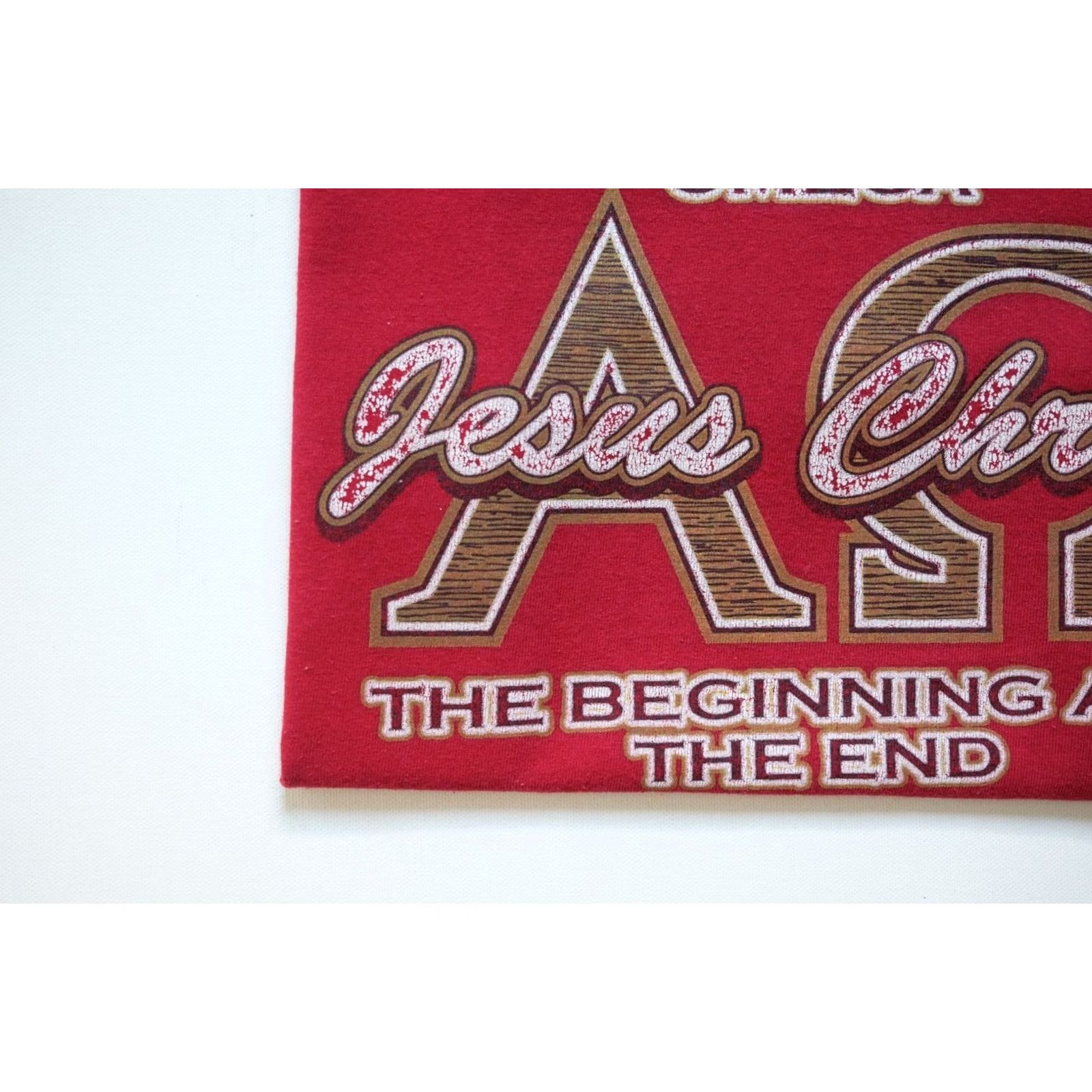 Omega VINTAGE 90s ALPHA OMEGA JESUS CHRIST CALIFORNIA GOD RED GRAPHIC T SHIRT SZ S MEN Size US S / EU 44-46 / 1 - 4 Thumbnail