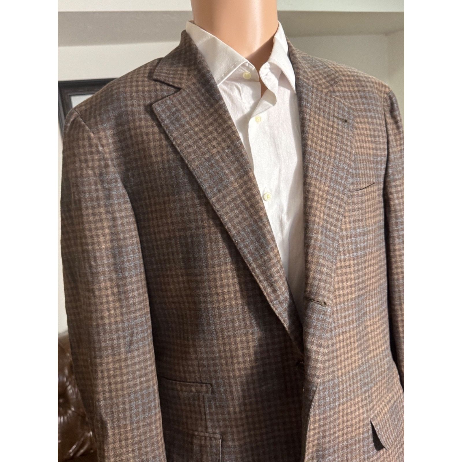 Brunello Cucinelli Brunello cucinelli Brown Rust Checked Blazer Tweed Cashm 40R Size 40R - 4 Thumbnail