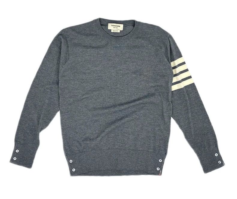Thom Browne Thom Browne Medium gray striped round-neck long-sleeved swe Size US M / EU 48-50 / 2 - 1 Thumbnail