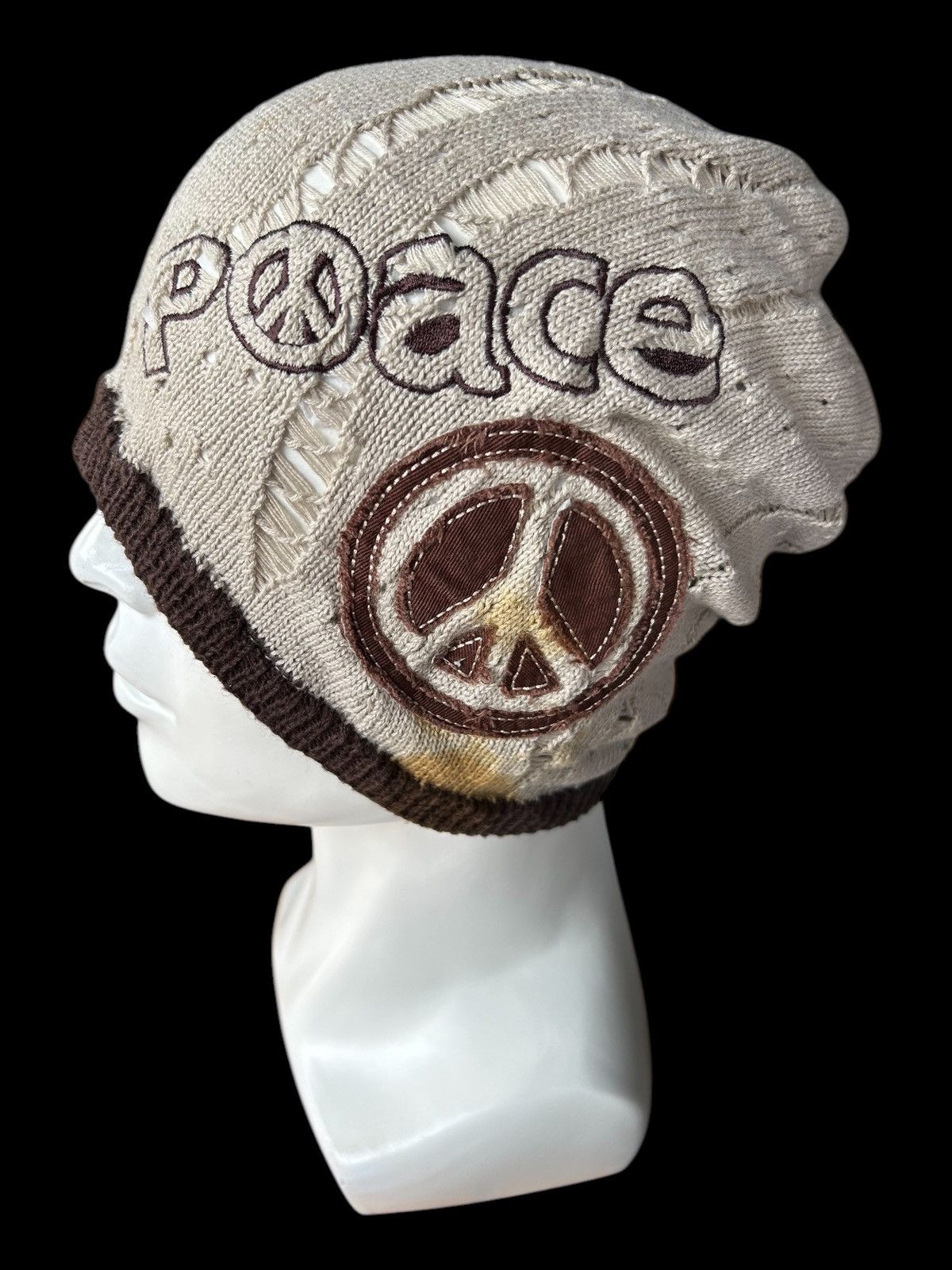 Japanese Brand × Kapital × Vintage Peace Distressed Punk Bondage Beanie Hats Rare ☠️☠️ Size ONE SIZE - 2 Thumbnail