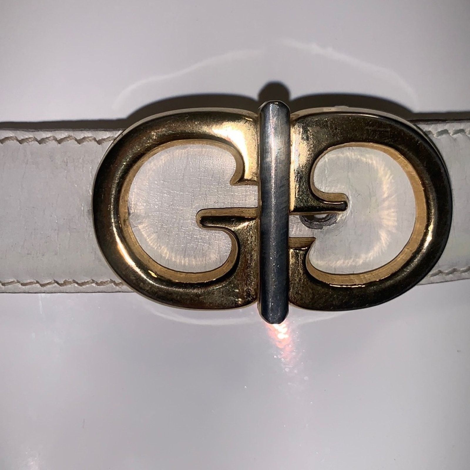 Gucci Rare GG Gucci 70’s Italy white leather belt 100% AUTHENTIC Size ONE SIZE - 2 Thumbnail