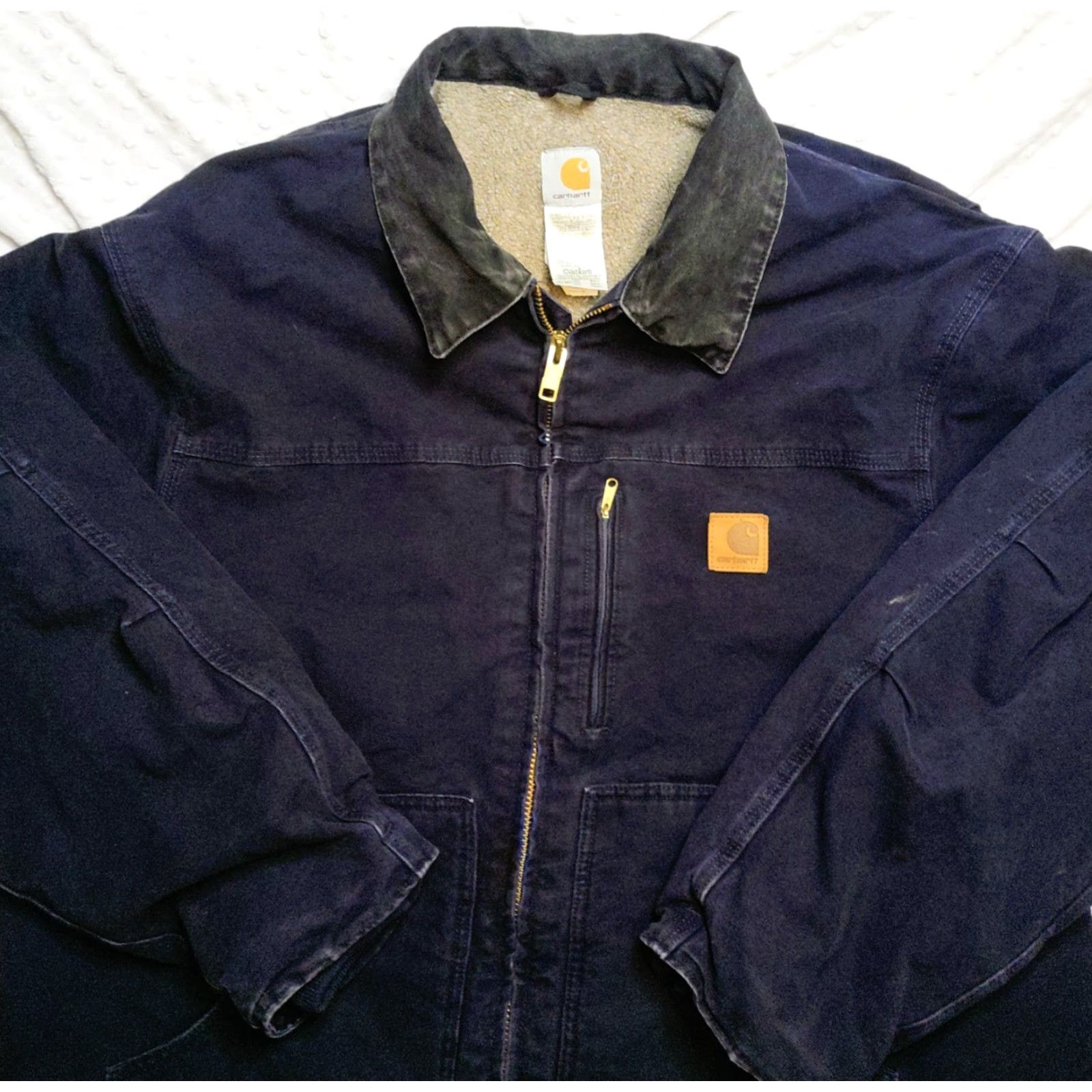Carhartt VTG Carhartt Ridge Coat Sandstone Lined Navy Blue 3XL Jacket C61 MDT Winter Workwear Mens Size US XXL / EU 58 / 5 - 4 Thumbnail