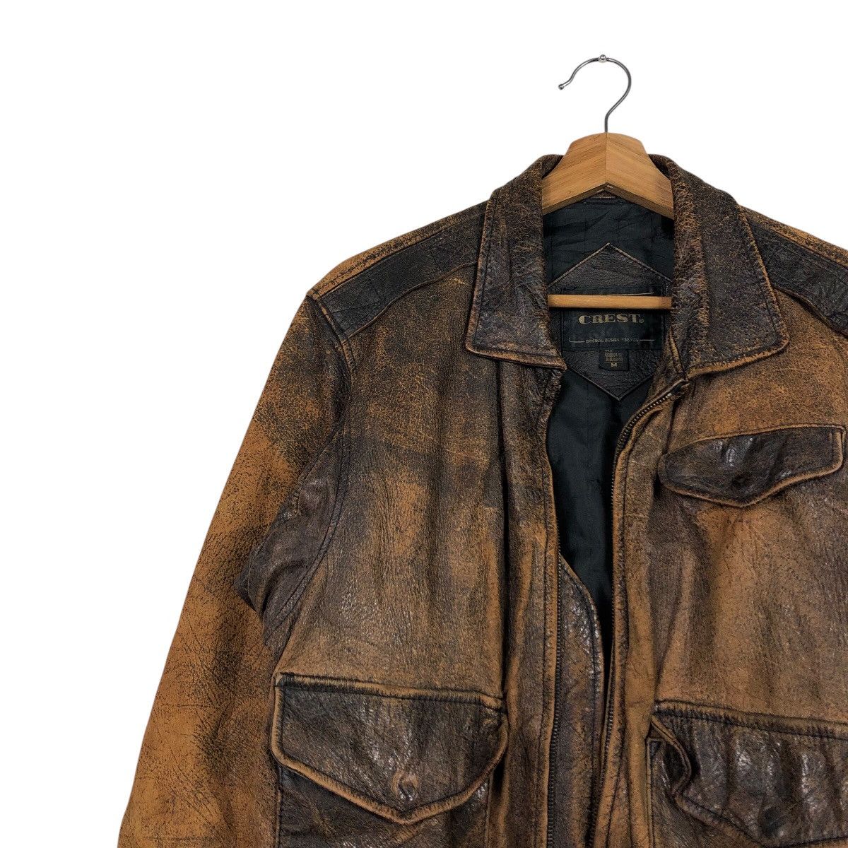 Japanese Brand Vintage Distressed Leather Bomber Jacket Grunge Patina Fade Size US M / EU 48-50 / 2 - 8 Thumbnail