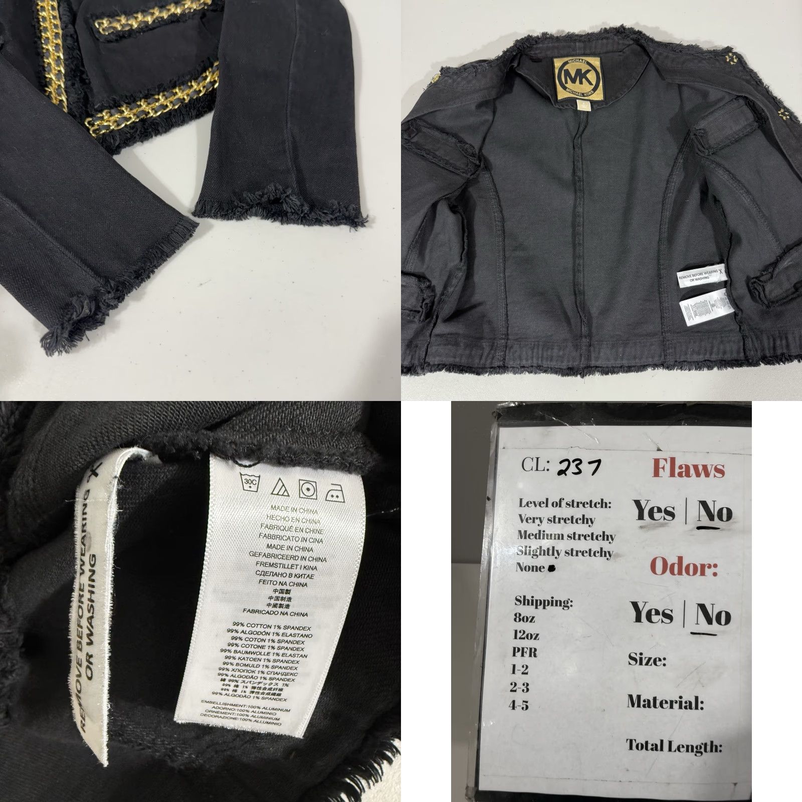 Michael Kors Michael Kors Jacket Blazer Womens 8 Black Denim Chain Fringe Short Casual Designer Classic Full Zip? Snap Size 30" / US 8 / IT 44 - 8 Thumbnail