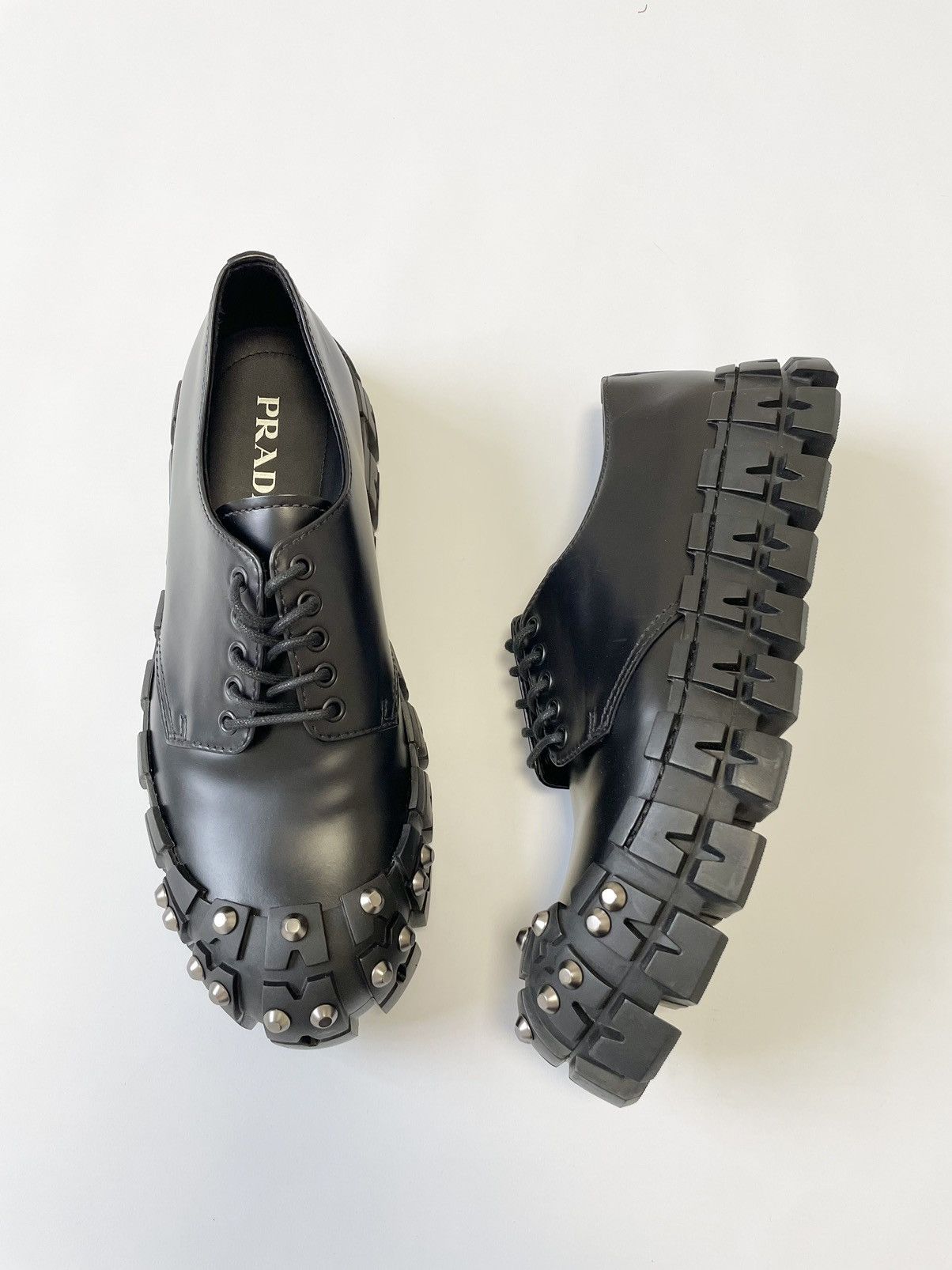 Prada A W 16 Studded Frankenstein Tyre Sole Derbies Grailed