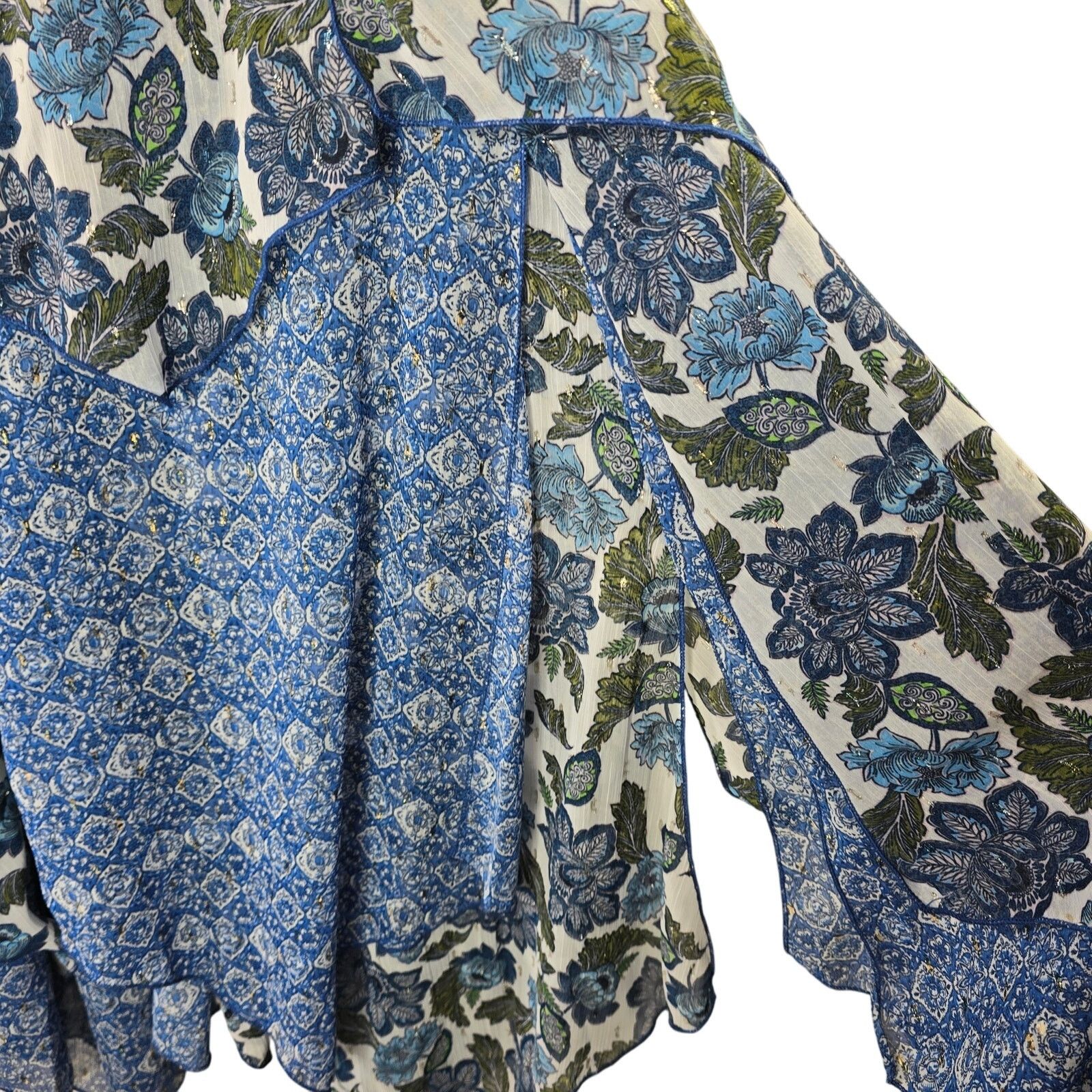 Misa Los Angeles Zoe Floral Tiered Midi Skirt Size Small