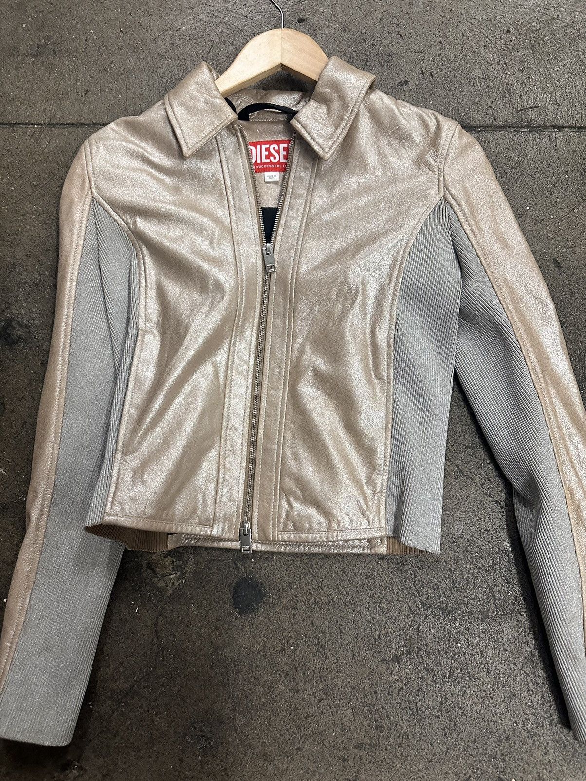 Image of Diesel Leather Jacket in Beige, Women's (Size Small)