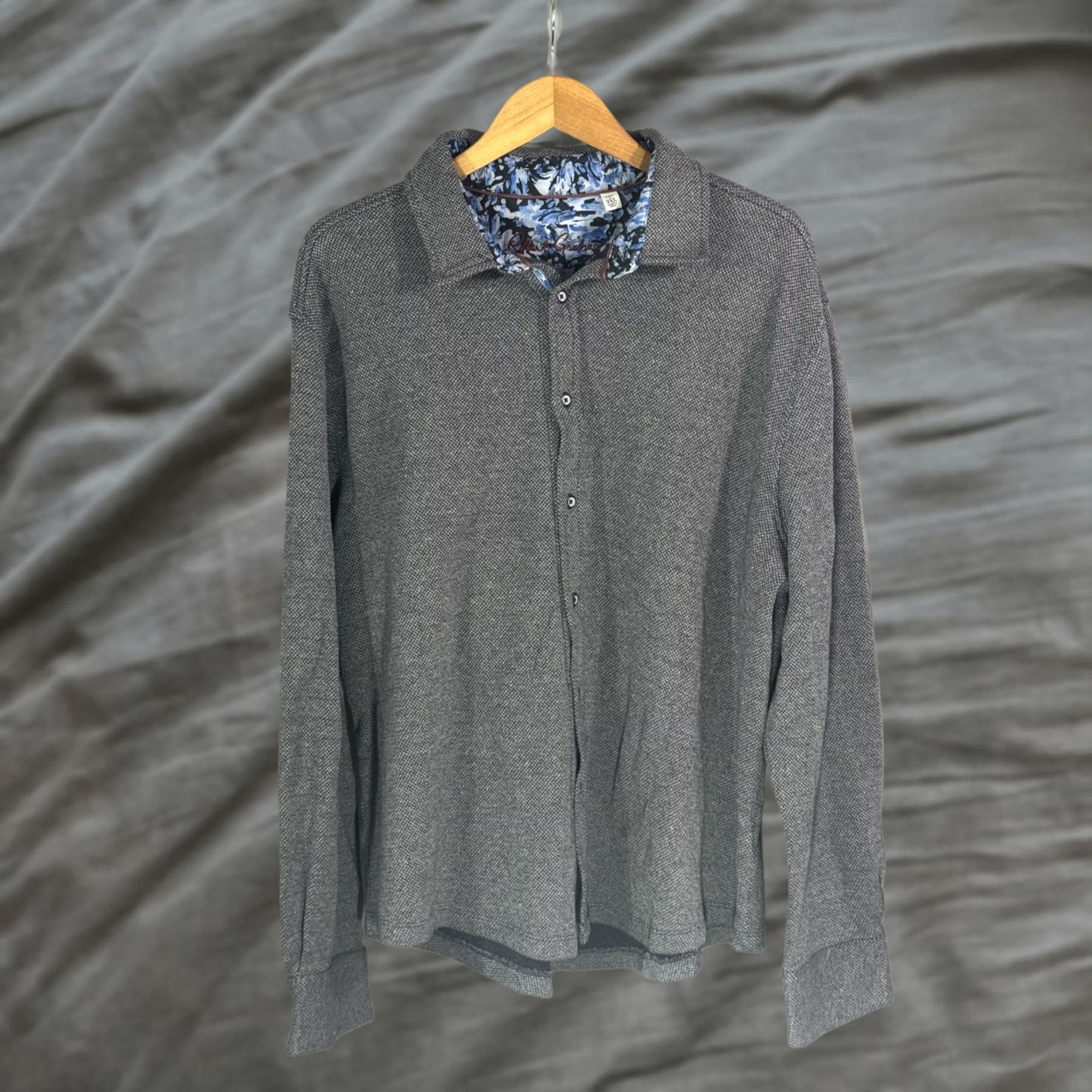 Robert Graham Robert Graham Sweater Mens 3XL Gray Button Up Classic Fit Knit Blue Floral Trim Cardigan Knit Shirt Mens Size US XXL / EU 58 / 5 - 1 Thumbnail