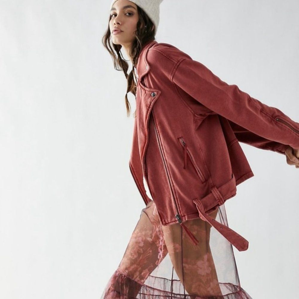 Free People New Free People Rebel Knit Oversized Moto Spiced Brandy Jac Size XS / US 0-2 / IT 36-38 - 1 Thumbnail