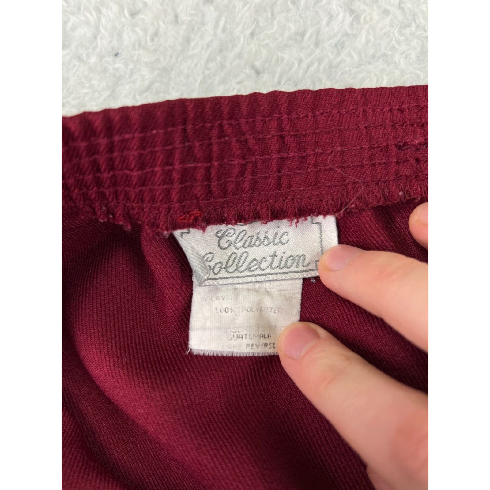 Vintage Classic Collection Pants Womens 10 Chino Regular High Rise Elastic Waist 100% Polyester Red Vintage No Size 32" / US 10 / IT 46 - 3 Thumbnail