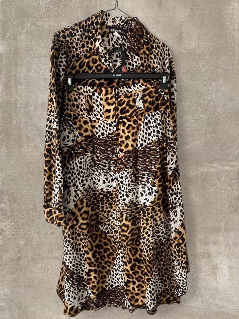 Other John Roberts Leopard Print 2 Piece Set Skirt & Button Up Top Size M / US 6-8 / IT 42-44 - 2 Thumbnail