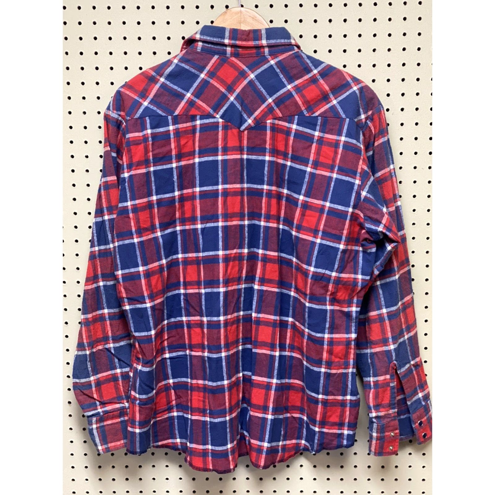 Wrangler VINTAGE Wrangler Shirt XL Long Sleeve Flannel Plaid Blue Snap Western Cowboy Shirt Mens Size US XL / EU 56 / 4 - 2 Thumbnail