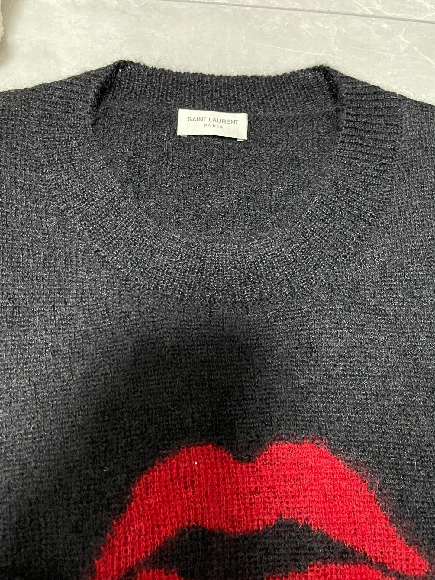Saint Laurent Paris Saint Laurent Paris Black Red Lips Sweater-2505 Size US M / EU 48-50 / 2 - 2 Thumbnail