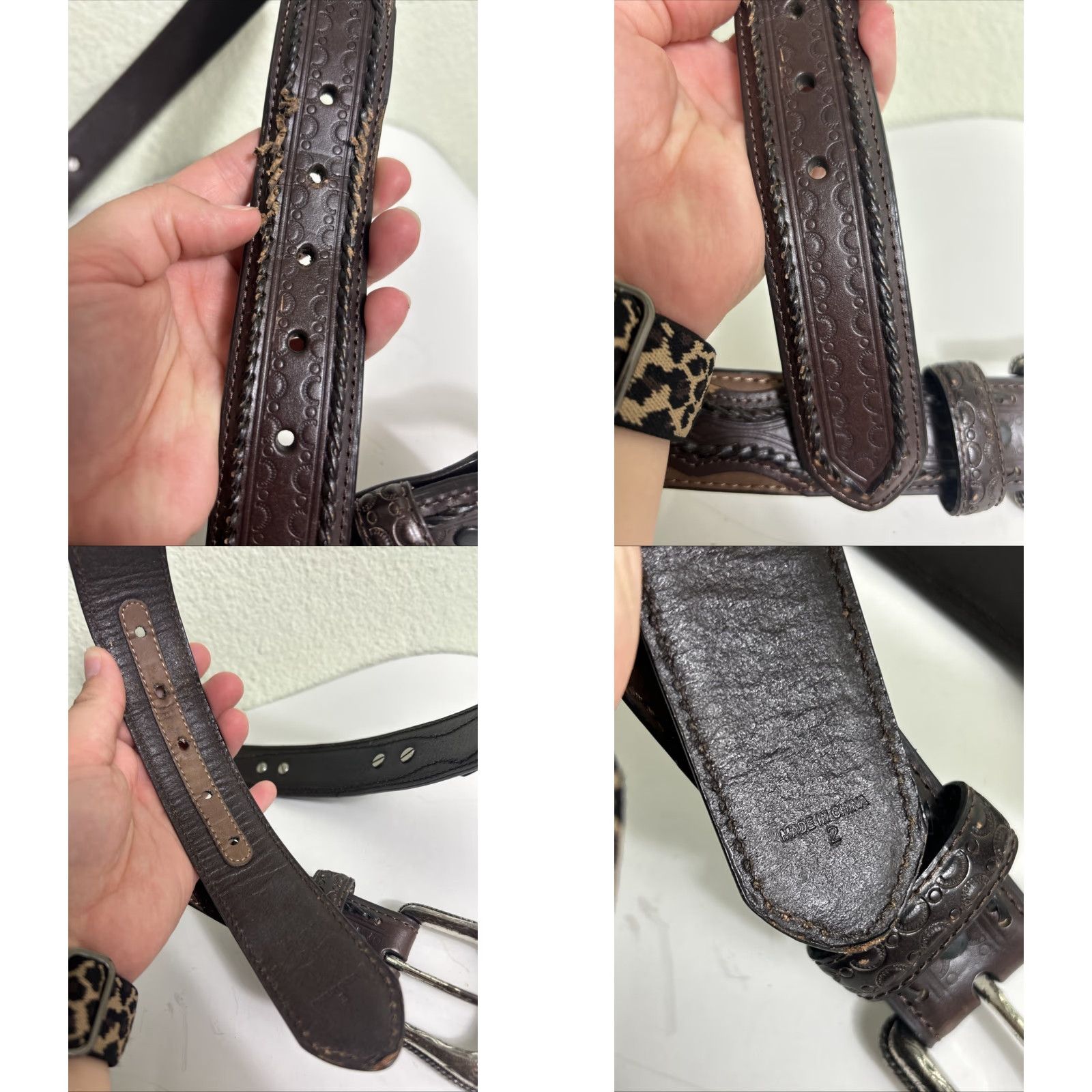 Vintage Unbranded Western Belt Men Leather Brown Size 42 Embossed Braided Style Belt, 42, Mens, Brown Leather Western Belt Size 42 - 8 Thumbnail