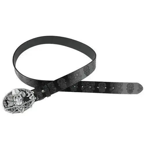 VIBE Skull Embossed Split Leather Belt Size ONE SIZE - 2 Thumbnail