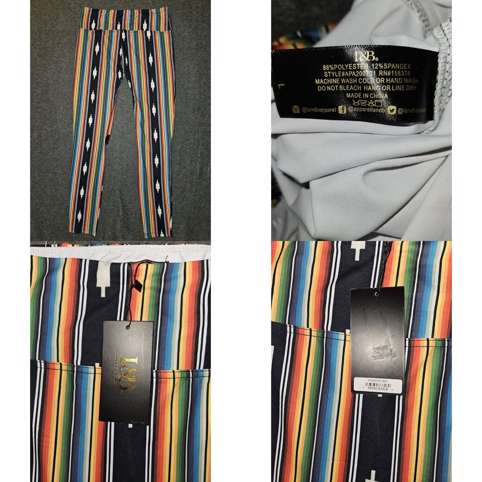 Vintage Lucky & Blessed Leggings NWT Women L Aztec Lace Ankle Striped High Rise Size 36" / US 14 / IT 50 - 8 Thumbnail