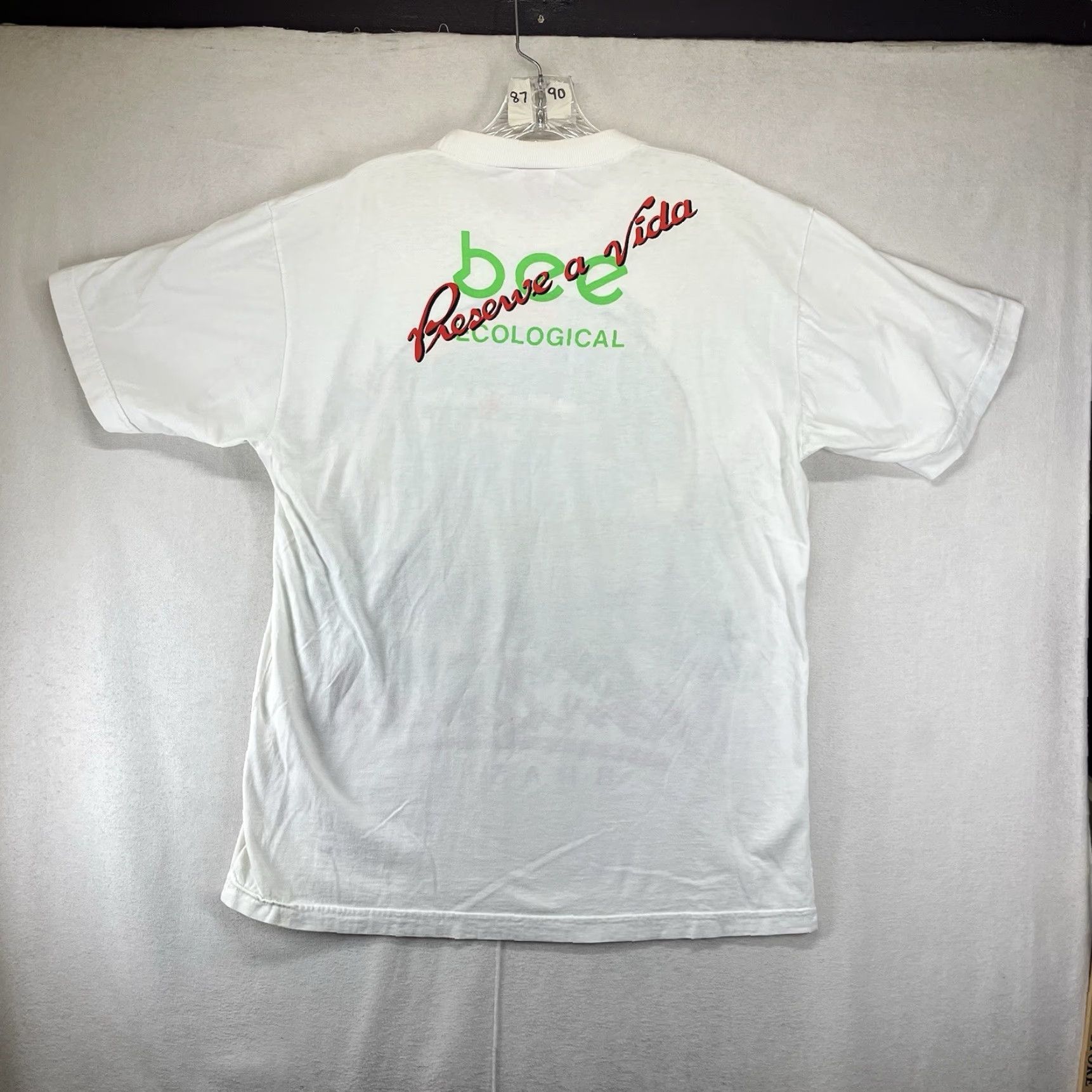 Vintage VINTAGE Bee by Bee Unisex Adult T-Shirt 90s Graphic Print Cotton Short Sleeve Large White Jungle Conservation Eco-Friendly Size US L / EU 52-54 / 3 - 2 Thumbnail