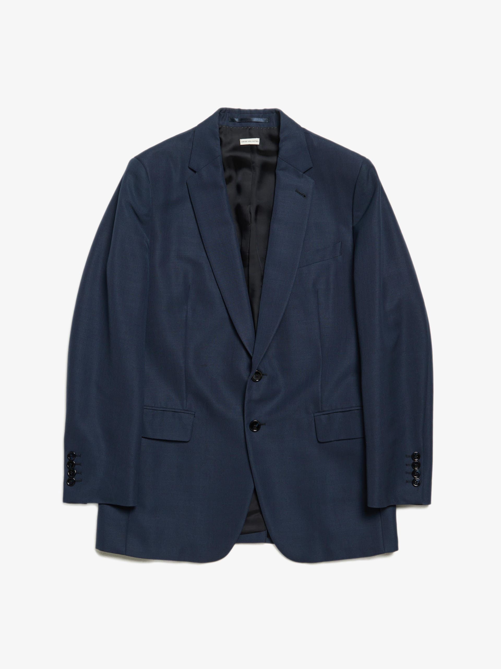 Dries Van Noten Navy Wool and Mohair Blend Suit Blazer Jacket Grailed