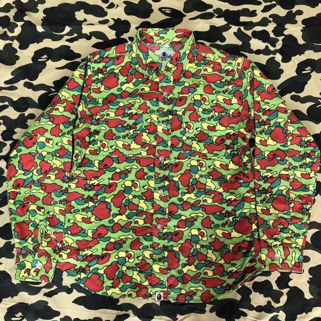 Bape A BATHING APE Psyche Camo Bd Flannel T-shirt Size M | Grailed