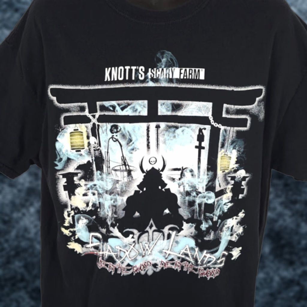 Vintage VINTAGE Knotts Scary Farm Shirt Mens XL Black Shadow Lands Demon Samurai Size US XL / EU 56 / 4 - 1 Thumbnail