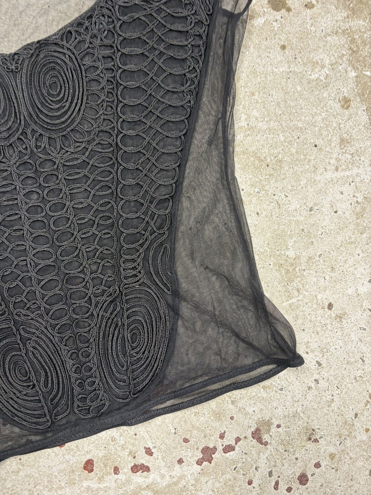 Versace Vintage Versace Embroidered Sheer Mesh Black Tank Top Size L / US 10 / IT 46 - 8 Thumbnail
